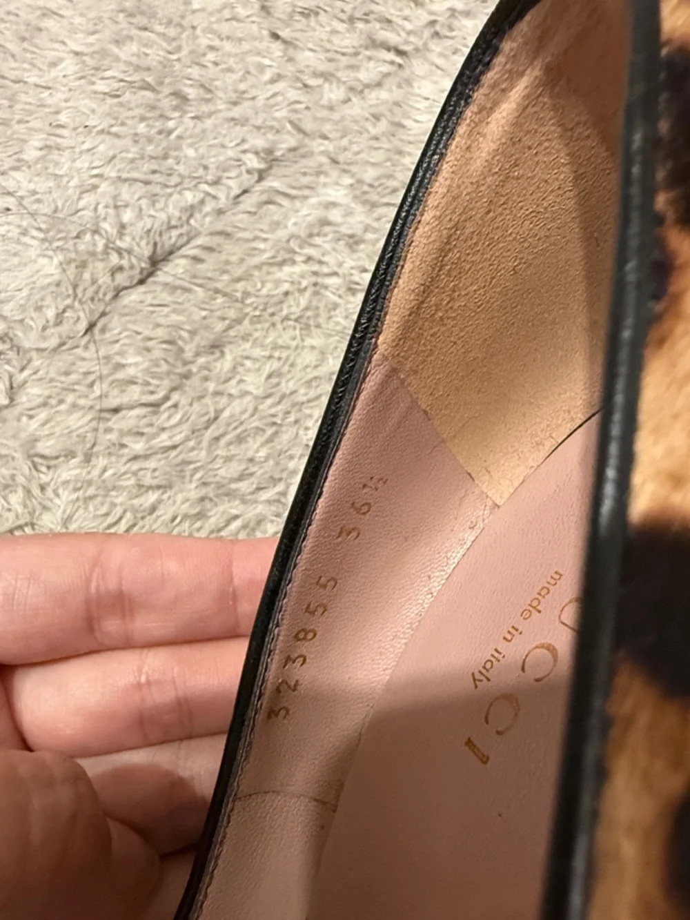 Gucci Leopard Calf Hair Pumps in Tan, Black & Pink - Picture 3 of 9